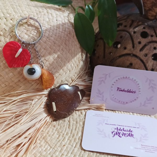 souvenir réunion: anthurium/longani/pâté créole