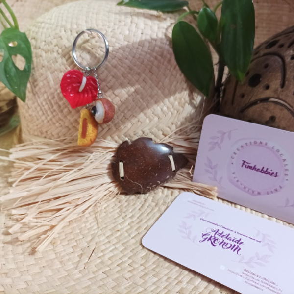 souvenir réunion: anthurium/longani/pâté créole